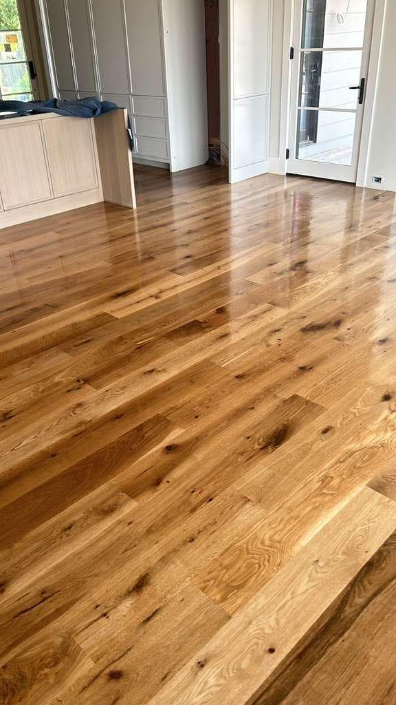 High gloss refinished hardwood floor